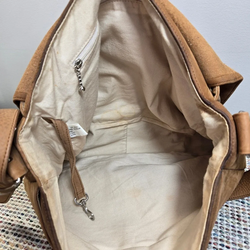 Eddie‎ Bauer Messenger Crossbody Satchel Brown Leather Large Travel Work School